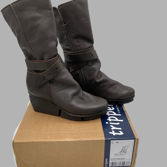 NIB Leather Trippen Draft Boot in Espresso Brown - Picture 3 of 7